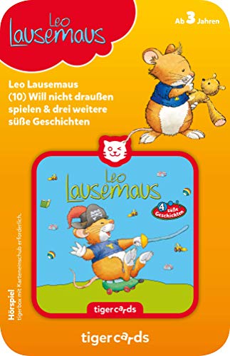 Tigerbox- Tigercard - Peluche de Leo Lausemaus (consecuencia 10: no Quiere Jugar Fuera y 3 Otras Historias Dulces. (Tiger Media Deutschland GmbH 4145)