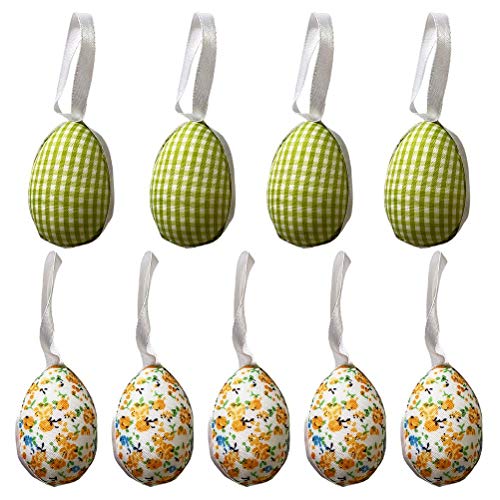 Tixiyu Huevos de Pascua colgantes de plástico impreso para manualidades, huevos de Pascua brillantes con cinta percha para cestas de caza de Pascua, rellenos, recuerdos de fiesta