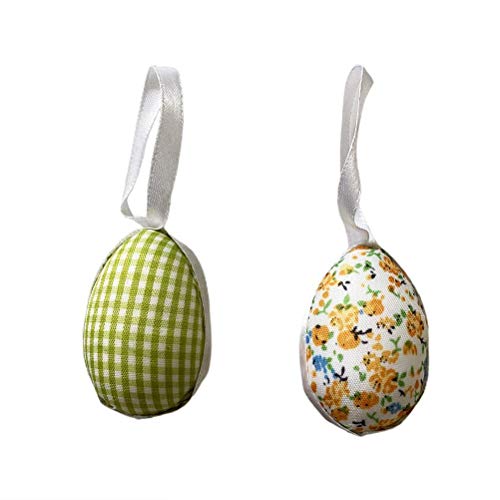 Tixiyu Huevos de Pascua colgantes de plástico impreso para manualidades, huevos de Pascua brillantes con cinta percha para cestas de caza de Pascua, rellenos, recuerdos de fiesta