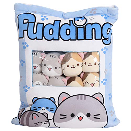 Tixiyu Linda almohada de peluche, muñecas de gatito esponjosas extraíbles, juguete de peluche de juguete de peluche de animales suaves, regalo novedoso para niños/adultos