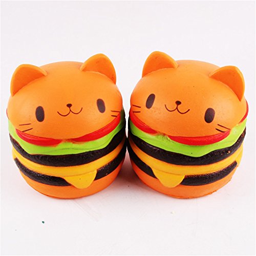 TMEOG Squishy Kawaii Hamburguesa, 4.5" Squishies Jumbo Slow Rising Kawaii Squishies Cat Hamburger Pan de Molde Juguete para Regalo de colección