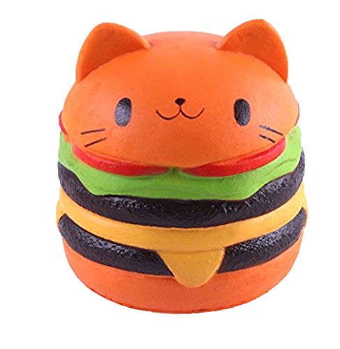 TMEOG Squishy Kawaii Hamburguesa, 4.5" Squishies Jumbo Slow Rising Kawaii Squishies Cat Hamburger Pan de Molde Juguete para Regalo de colección