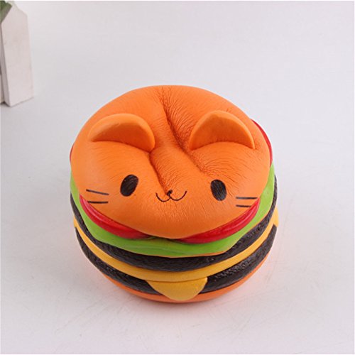 TMEOG Squishy Kawaii Hamburguesa, 4.5" Squishies Jumbo Slow Rising Kawaii Squishies Cat Hamburger Pan de Molde Juguete para Regalo de colección