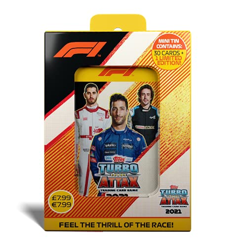 Topps Turbo Attax F1 2021 - Tarjetas coleccionables - Lata de coleccionismo - Ricciardo, Alonso, Giovinazzi