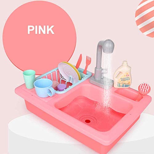 Toy Chef Water Play Fregadero de cocina Juego de juguetes con accesorios que cambian de color y sistema automático de ciclo de agua Juguetes simulados para niños pequeños Niños y niñas 40 X 27.5 X