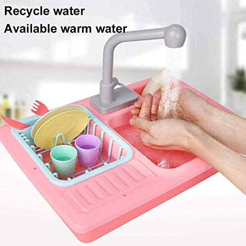 Toy Chef Water Play Fregadero de cocina Juego de juguetes con accesorios que cambian de color y sistema automático de ciclo de agua Juguetes simulados para niños pequeños Niños y niñas 40 X 27.5 X