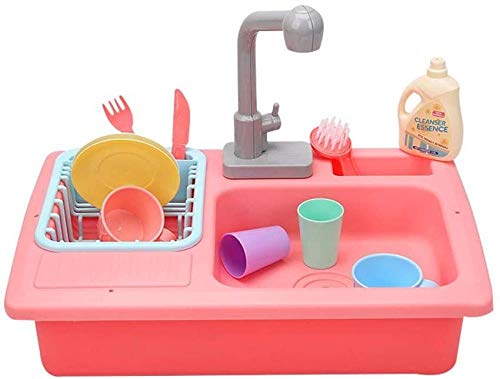 Toy Chef Water Play Fregadero de cocina Juego de juguetes con accesorios que cambian de color y sistema automático de ciclo de agua Juguetes simulados para niños pequeños Niños y niñas 40 X 27.5 X