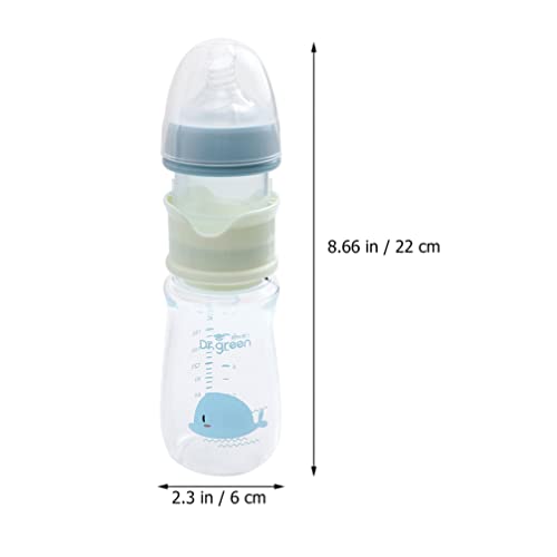 TOYANDONA Botellas de Vidrio Biberones con Flujo Lento Nipple Nipple Bebé Botella de Polvo BPA Leche Libre Polvo Contenedor de Almacenamiento para Bebé 240Ml Azul