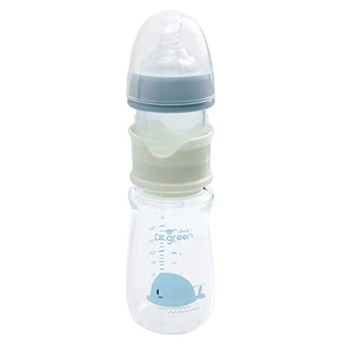 TOYANDONA Botellas de Vidrio Biberones con Flujo Lento Nipple Nipple Bebé Botella de Polvo BPA Leche Libre Polvo Contenedor de Almacenamiento para Bebé 240Ml Azul