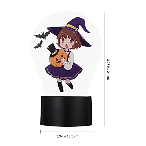 TOYANDONA Lámpara de Noche de Halloween 3D USB Encantadora Bruja Lámpara de Mesa 7 Colores Lámpara de Noche con Control Remoto Decoraciones de Halloween para Fiesta Dormitorio