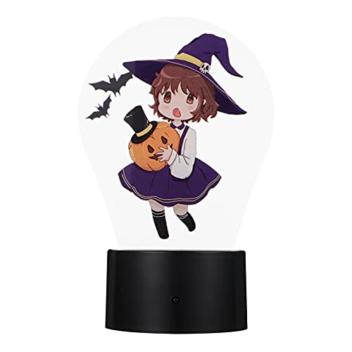 TOYANDONA Lámpara de Noche de Halloween 3D USB Encantadora Bruja Lámpara de Mesa 7 Colores Lámpara de Noche con Control Remoto Decoraciones de Halloween para Fiesta Dormitorio