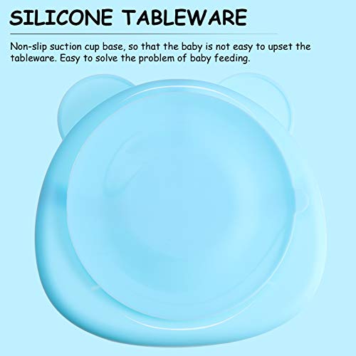 TOYANDONA Plato de Agarre de Silicona Placa de Succión Placa Dividida Bebé Niño Placa Auto Alimentación Entrenamiento Plato Microondas Lavavajillas Seguro Azul