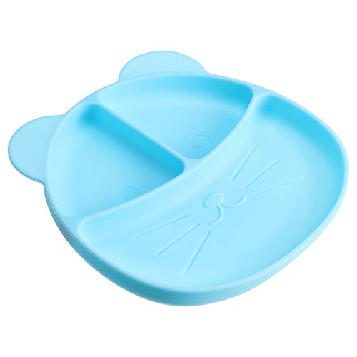 TOYANDONA Plato de Agarre de Silicona Placa de Succión Placa Dividida Bebé Niño Placa Auto Alimentación Entrenamiento Plato Microondas Lavavajillas Seguro Azul