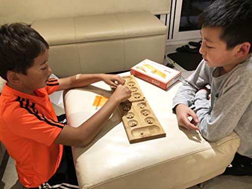 Toys of Wood Oxford TOWO Juego de Mesa Mancala - Juego de Mesa Kahala con Tablero de Madera Plegable - Juego de Mesa Ideal para Familias - Juego de Estrategia Mancala para Niños y Adultos