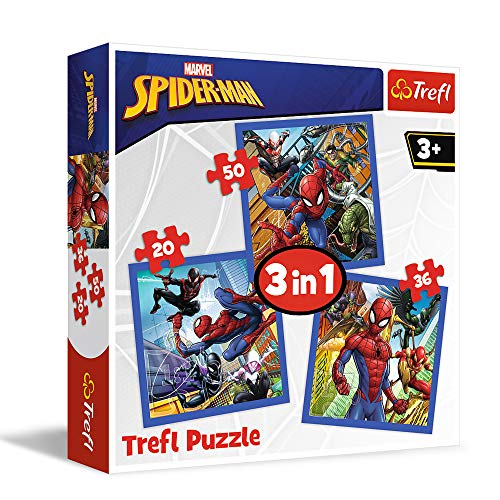 Trefl - Puzzle 3 en 1 modelo Spiderman 20-36-50 piezas, 34822, multicolor , color/modelo surtido