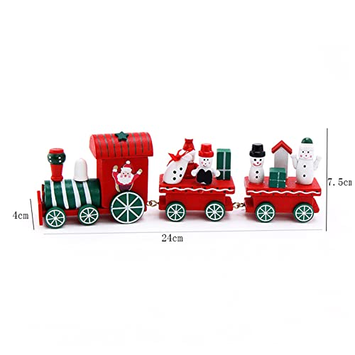 Tren de Navidad de Madera Juego de Decoración, Juego de Rompecabezas de Modelo de Tren de Dibujos Animados de Juguetes de Tren de Navidad para Niños Fiesta de Navidad Adorno de Tren