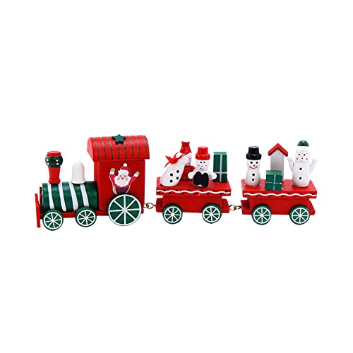 Tren de Navidad de Madera Juego de Decoración, Juego de Rompecabezas de Modelo de Tren de Dibujos Animados de Juguetes de Tren de Navidad para Niños Fiesta de Navidad Adorno de Tren