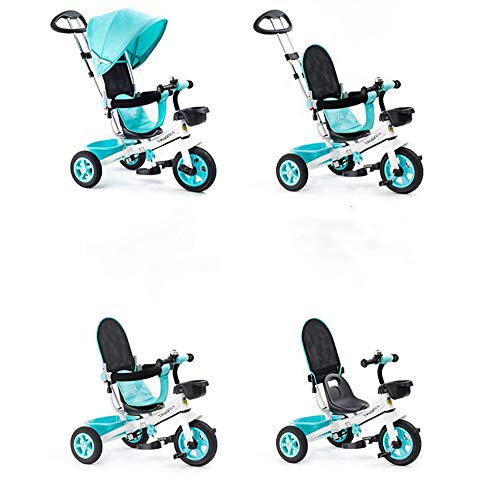 Triciclos Bebes 1 Año,4 en 1 Niños Triciclo De Rueda Bicicleta Capota extraíble y Plegable Incluye Barra telescópica los Padres Certificado Capacidad de Carga 30KG Bicicleta, Pink