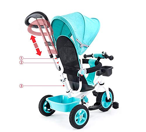 Triciclos Bebes 1 Año,4 en 1 Niños Triciclo De Rueda Bicicleta Capota extraíble y Plegable Incluye Barra telescópica los Padres Certificado Capacidad de Carga 30KG Bicicleta, Pink