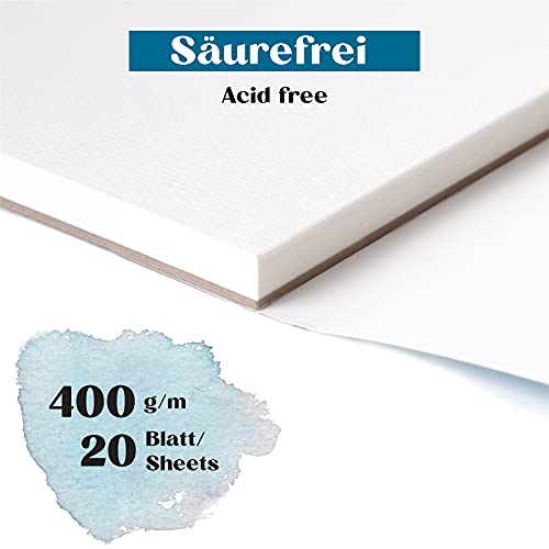 Tritart Papel acrílico A3, 400 g/m2, bloc de pintura para pinturas acrílicas, 20 hojas blancas, papel acrílico de alta calidad, s