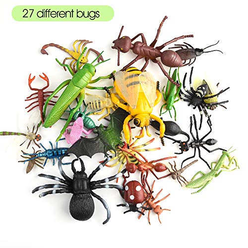 TUPARKA 27 Pcs Insectos de Plástico Insectos Niños , Lagarto de Abeja Juguetes para niños Fiesta Escolar de Halloween Juguetes educativos, Estilo Aleatorio