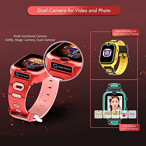 UK-ypfSoft Relojes Inteligentes for niños, niños SmartWatch con HD Pantalla táctil 7 Juegos de Rompecabezas, niños Smart Watch Regalos de cumpleaños for 3-14 años niñas Chicas (Color : Pink)