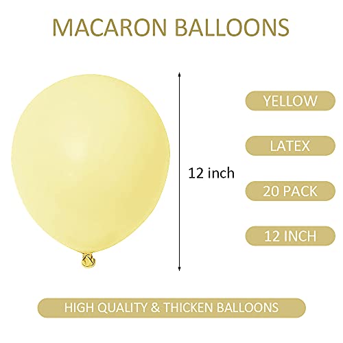 Unisun Globos amarillos pastel de 30,48 cm, paquete de 20 globos amarillos de crema de látex, guirnalda de globos para fiesta para bodas, compromisos, aniversarios, fiestas de cumpleaños