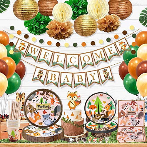 Vajilla Diseño de Animales Desechable para 8 personas–Accesorio de Decoración de Fiesta de Cumpleaños-Utensilios para Celebración–Platos, Vasos Papel, Servilletas, Pajillas y cake toppers