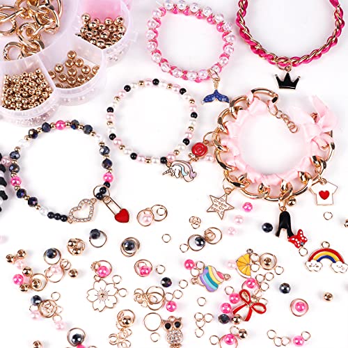 vamei DIY Pulseras Cuentas Juguete de Cuentas Abalorios Pulseras DIY Pulseras Niña Hacer Pulseras Niñas con Colgante de Unicornio Regalo de Cumpleaños para Niñas