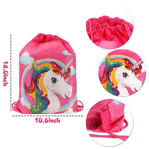 vamei Unicornios para Niñas Unicornios Mochila con cordón Goodie Bags Unicornios Collar Glasses Earring Purse Wallet Stickers Favores de Regalo de Fiesta Unicornios para Niñas