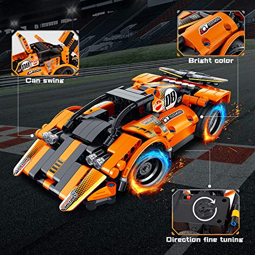 VATOS Stem Bloques de construcción para Coche de 6 7 8 9 10 años para niños 335 PCS tecnología 2-in-1 Coche de Control Remoto 2.4 GHz Coche de Carreras RC Juguetes de construcción Regalo para niños