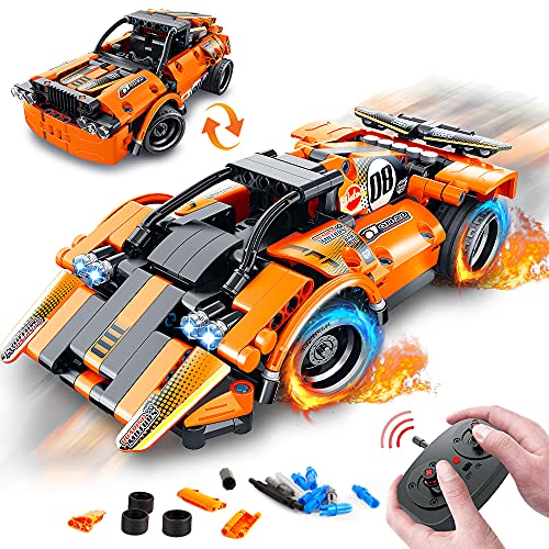 VATOS Stem Bloques de construcción para Coche de 6 7 8 9 10 años para niños 335 PCS tecnología 2-in-1 Coche de Control Remoto 2.4 GHz Coche de Carreras RC Juguetes de construcción Regalo para niños