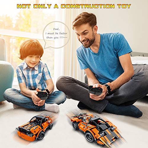 VATOS Stem Bloques de construcción para Coche de 6 7 8 9 10 años para niños 335 PCS tecnología 2-in-1 Coche de Control Remoto 2.4 GHz Coche de Carreras RC Juguetes de construcción Regalo para niños