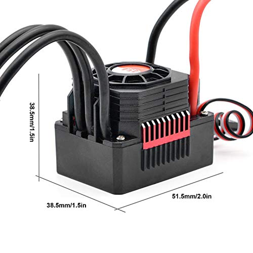 VGEBY Controlador de Velocidad eléctrico Impermeable 45A, ESC sin escobillas para Coche RC con Enchufe XT60 para Coche 1/10 1 / 12RC