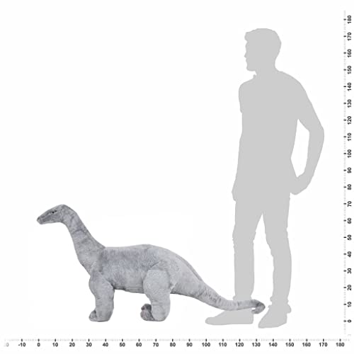 vidaXL Dinosaurio Brachiosaurus de Peluche de Pie Gris XXL Animal de Juguete