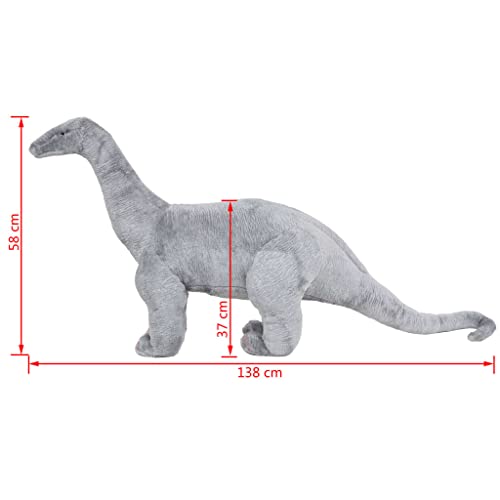 vidaXL Dinosaurio Brachiosaurus de Peluche de Pie Gris XXL Animal de Juguete