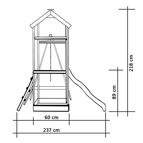 vidaXL Parque Infantil con Tobogán y Escaleras de Madera Juego de Exteriores