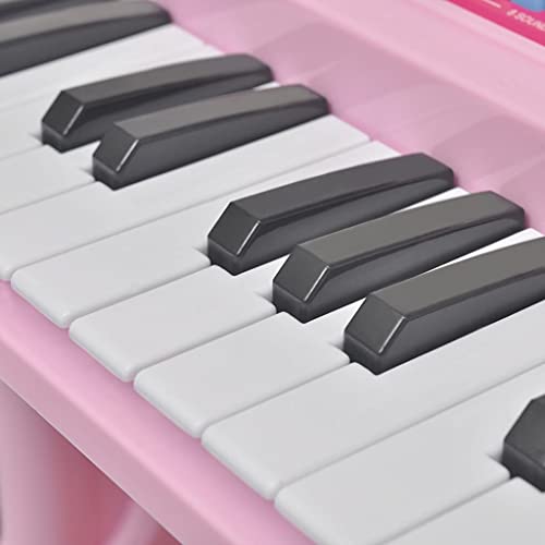 vidaXL Piano de Juguete para Niños de 37 Teclas con Taburete y Micrófono Rosa