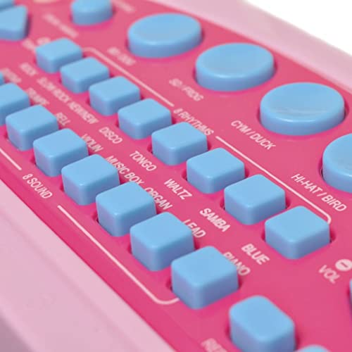 vidaXL Piano de Juguete para Niños de 37 Teclas con Taburete y Micrófono Rosa