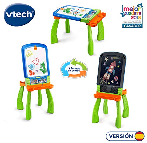 VTech DigiART Caballete PequeARTista 3 en 1, Pizarra electrónica interactiva + Pequeordenador, Juguete para Aprender En Casa, Ordenador Infantil