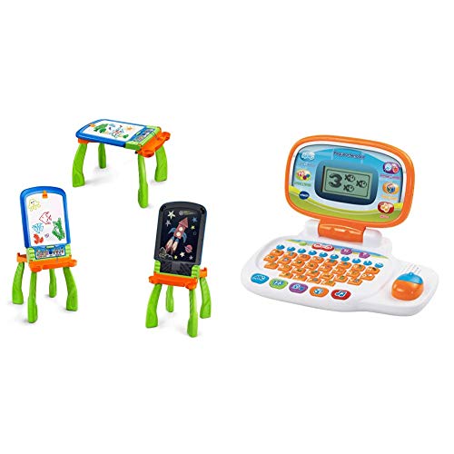 VTech DigiART Caballete PequeARTista 3 en 1, Pizarra electrónica interactiva + Pequeordenador, Juguete para Aprender En Casa, Ordenador Infantil