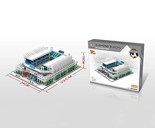 WAN Modelo de Rompecabezas de Bloques de construcción 3D Sports Stadium, Modelo Málaga Rose Garden Stadium (14 Pulgadas X13 Pulgadas X 4 Pulgadas)