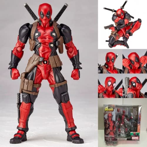 WANSHI Figura de acción de Deadpool, figura de superhéroe, anime, figura de PVC, articulaciones, modelo móvil, estatua, juguetes para regalos de cumpleaños para niños (rojo)