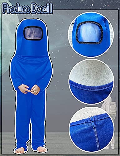 Waslary Disfraz infantil de astronauta espacial, mono con mochila, máscara, disfraz infantil, disfraz infantil, juego de rol, para niños, Halloween, cosplay, carnaval, fiesta de cumpleaños (azul, S)