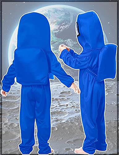 Waslary Disfraz infantil de astronauta espacial, mono con mochila, máscara, disfraz infantil, disfraz infantil, juego de rol, para niños, Halloween, cosplay, carnaval, fiesta de cumpleaños (azul, S)