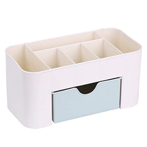 WEIWEITOE Organizador de Maquillaje de Escritorio Caja de Almacenamiento de plástico Organizador cosmético Estuche de Almacenamiento de Maquillaje Estuche de joyería para cosméticos con cajón, Azul,