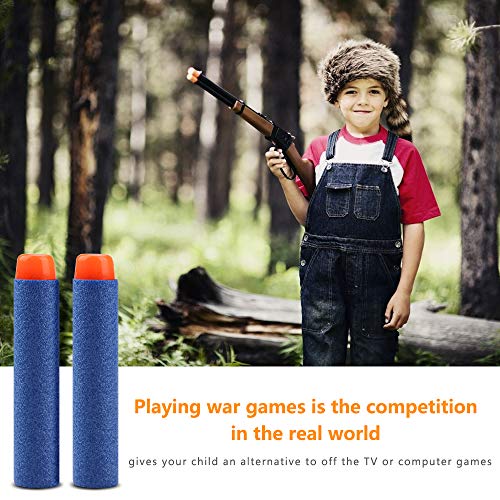 welltop 100 Piezas de Recarga Bullet Foam Darts Ammo Pack para Nerf N-Strike Elite Series Blasters Kids Toy (Azul)