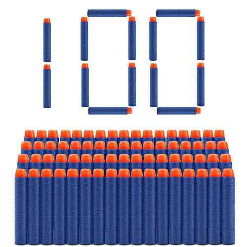 welltop 100 Piezas de Recarga Bullet Foam Darts Ammo Pack para Nerf N-Strike Elite Series Blasters Kids Toy (Azul)