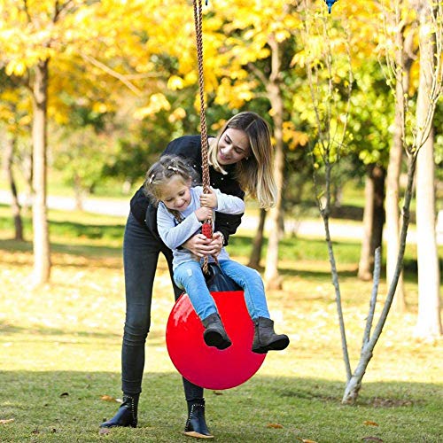 Wgwioo Niños Oscilación Pelota Inflable con Asiento Cuerda Colgante Cadena De Columpio para Parque Infantil Árbol Al Aire Libre De Interior,Rojo,38cm