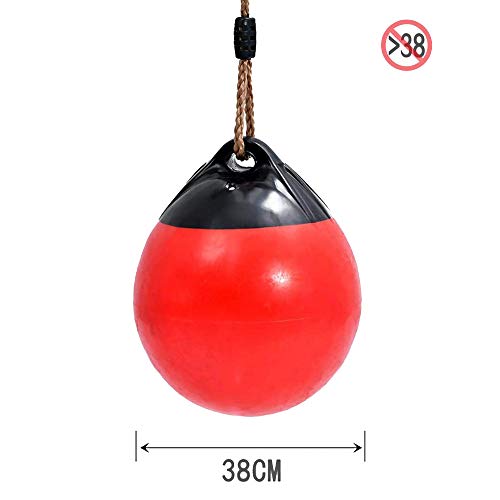 Wgwioo Niños Oscilación Pelota Inflable con Asiento Cuerda Colgante Cadena De Columpio para Parque Infantil Árbol Al Aire Libre De Interior,Rojo,38cm